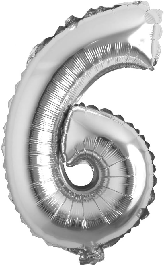 16" inch Single Silver Alphabet Letter number Balloons Aluminum Hanging Foil Film Balloon Wedding Birthday party decoration banner Air Mylar Balloons (16 inch Silver 6)