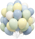 Blue and Green Balloons, Baby Shower Balloons 50Pcs 12 Inch Pastel Light Green White Baby Blue Yellow for Kid Boy First 1st Birthday Decorations Party Blue and White Baby Shower Supplies