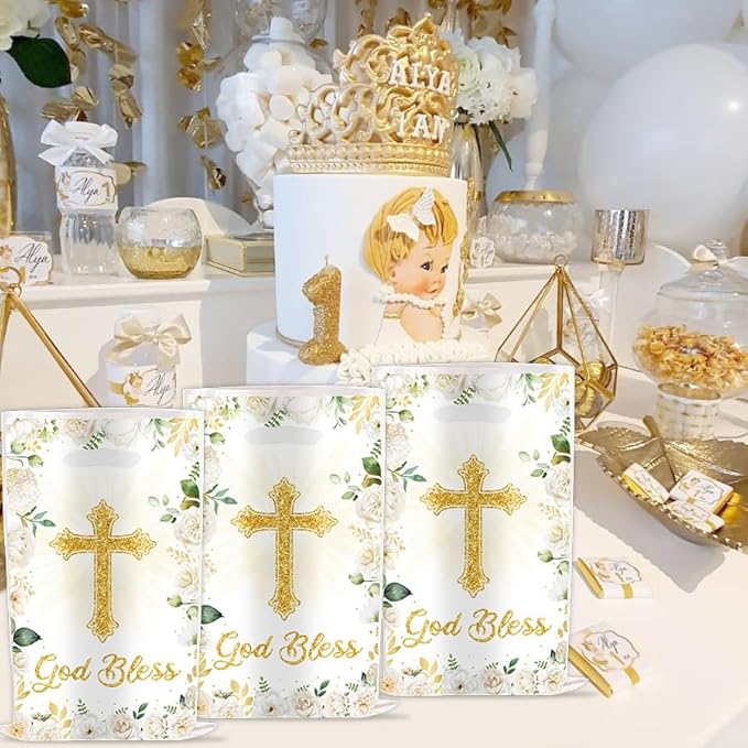 YYaaloa 30pcs Goodie Bags Party Favor Bags Cross Plastic Candy Gift Bags Bulk for Birthday Baby shower Return Gift (Cross 30pcs)