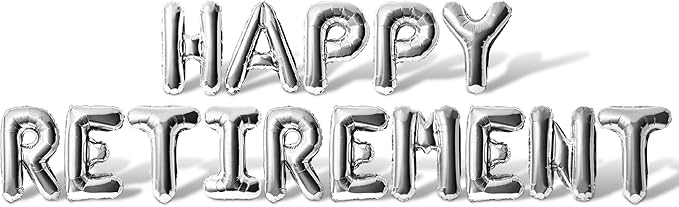 Letter Balloons - HAPPY RETIREMENT 16" Inch Alphabet Letters Foil Mylar Balloon Retirement Party Balloon Banner (Silver)