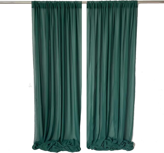 EHLDekol Sheer Chiffon Backdrop Curtains 10ft x 10ft(5ft x 2Panels)，Chiffon Fabric Drapes for Wedding, Long Sheer Curtain for Living Room, Arch Party Stage Decoration (Emerald Green, 120 x 120 Inch)