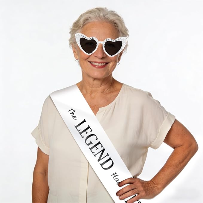 The Legend Has Retired Sash and Heart Sunglasses for Women Retirement Party Decorations Retirement Gifts for Women Party Supplies