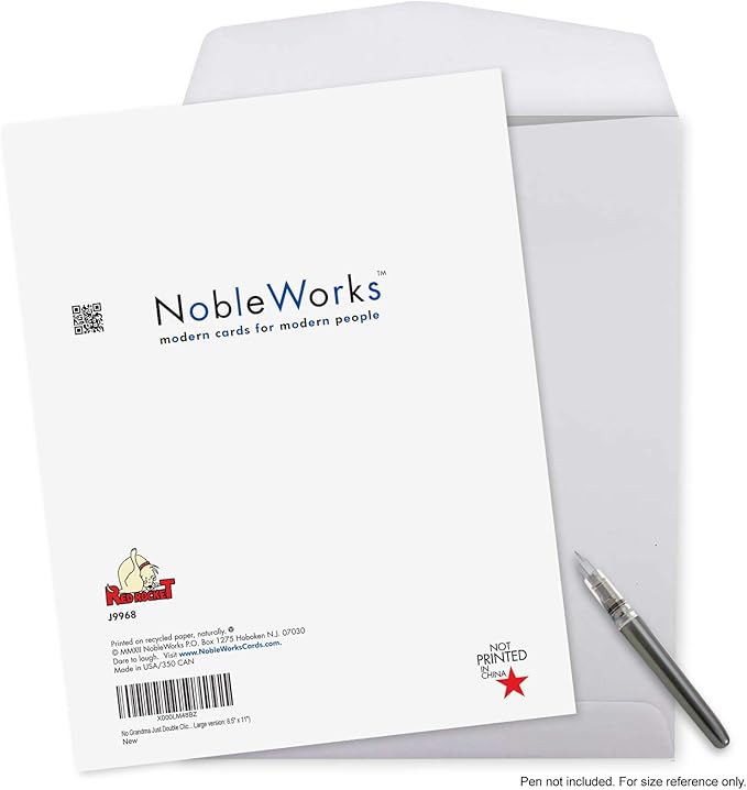 NobleWorks - 1 Jumbo Funny Card for Birthdays (8.5 x 11 Inch) - Cartoon Joke, Humor Bday Card with Envelope - No Grandma Just Double Click J9968