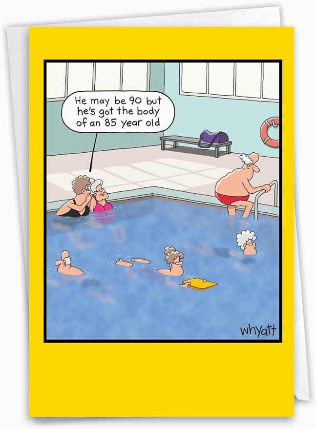 NobleWorks Hysterical Birthday Greeting Card with 5 x 7 Inch Envelope (1 Card) Bday Pool Hottie C7948BDG