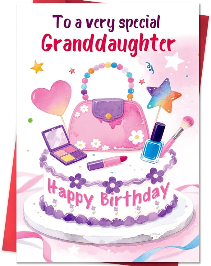 Granddaughter Birthday Card, Funny Birthday Card Gifts for Granddaughter from Grandma Grandpa-8x5.3 Inches, Double-Sided