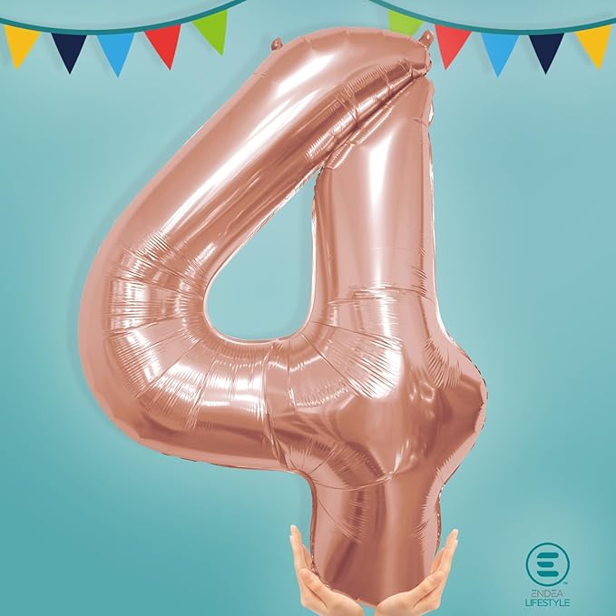 40 Inch Large Rose Gold Number Celebration and Decoration Balloon for Birthday Parties, Graduations, Anniversaries, Weddings, Photo Shoots, Special Events (Rose Gold Number 4)