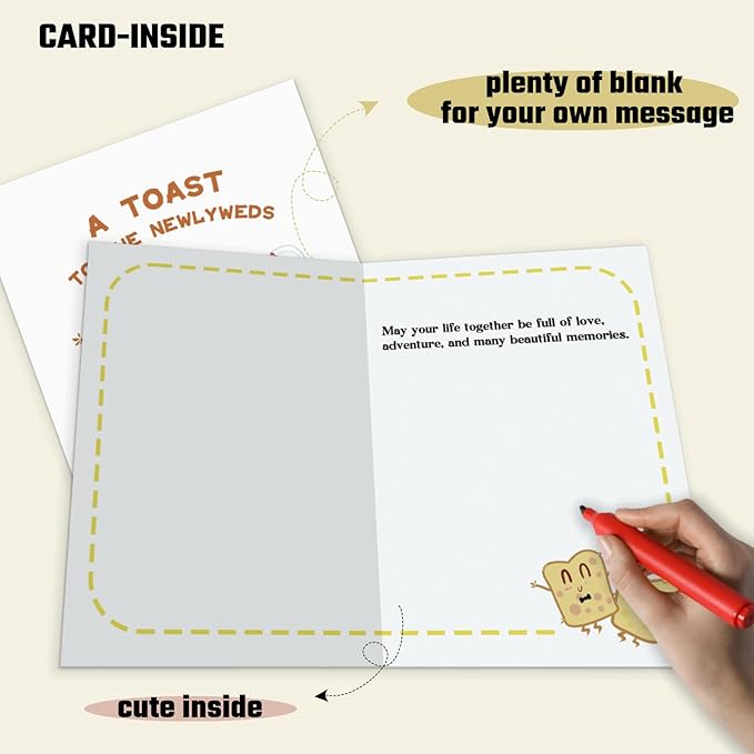 Wedding Card - Engagement Congratulation Cards - Bridal Shower Card - Funny Wedding Cards for Couple ‘A Toast to the Newly Weds’