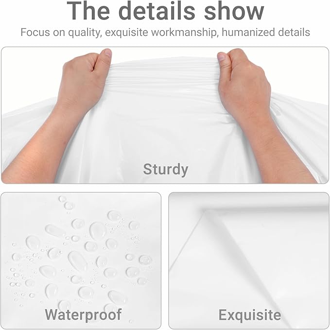 MRJ 4 Pack White Plastic Table Cloth 54 x 108 Inch Disposable Rectangle Waterproof Table Cover for Birthday Baby Shower Wedding