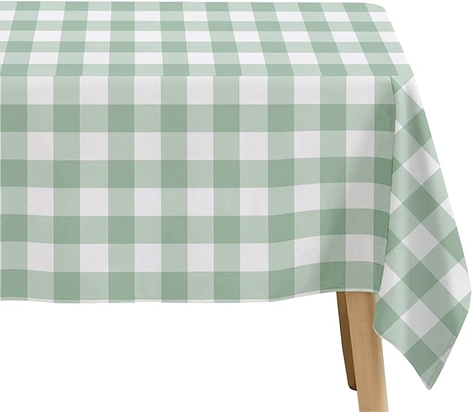 Sage Green Gingham Party Tablecloth Decorations, 3 Pack Green Checkered Disposable Plaid Party Supplies Tablecover, for Birthday Baby Shower Bridal Wedding, 55in x 86in