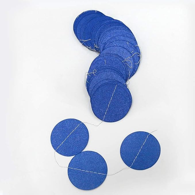 Cheerland Navy Blue Circle Dot Garland Royal Blue Party Decorations Hanging Banner Streamers Blue Birthday Decorations Photo Backdrop for Baby Shower Bridal Shower Graduation Wedding Kids Party Decor