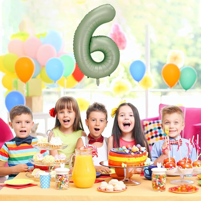 Number 6 Balloon, Large number balloons 40 inch, 6th Birthday Party Decorations 6 Year Old Birthday Sign Decor, Sage Green