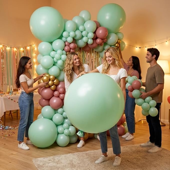 KALOR Sage Green Giant Balloons 36 Inch Large Latex Balloons, 4 Pack Jumbo Round Helium Balloon for Birthday Bridal Shower Wedding Baby Shower Party Decorations