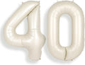 SUWEN 40 Inch Large Cream White 40 Balloon Numbers Big Foil Helium Number Balloons 0-9 Jumbo Happy 40th Mylar Birthday Party Decorations for Women or Men Anniversary Party Supplies