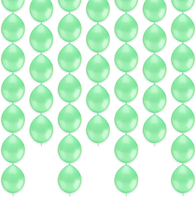 Link Balloons 12 Inch - 100 Pcs Quick Link Balloon Latex Linking Balloons Connected Linkable Balloon Birthday Wedding Party Decorations(Green)