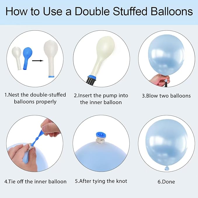 Pearl Blue Balloons Arch Kit - Double Stuffed Pastel Blue Balloons Graland Different Size 18/12/10/5inch Sky Light Blue Balloon for Bridal Shower Wedding Birthday Party Decorations