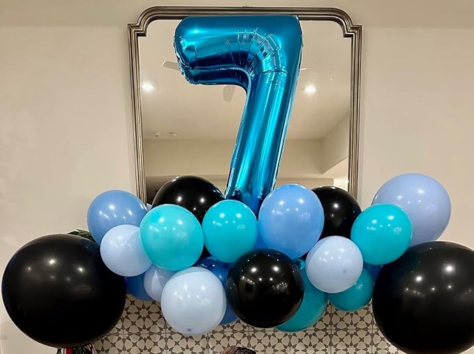 40 Inch Blue Number Balloon 0, Large Number Foil Mylar Balloons for Birthday Party Celebration Decorations Supplies, Digital Balloons for Wedding Anniversary Events Decorations