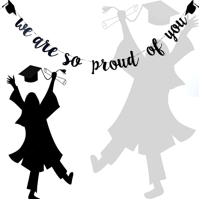 Graduation Banner – "We Are So Proud of You" Graduation Banners– Perfect Celebration Decoration, Party Supplies for School, Home, Outdoor