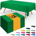 Smiry Disposable Table Cloth - 15 Pack, 54 x 108 Inch Waterproof Rectangle Tablecloths for Parties, Decorative Plastic Table Cover, Leakproof & Sturdy, Green