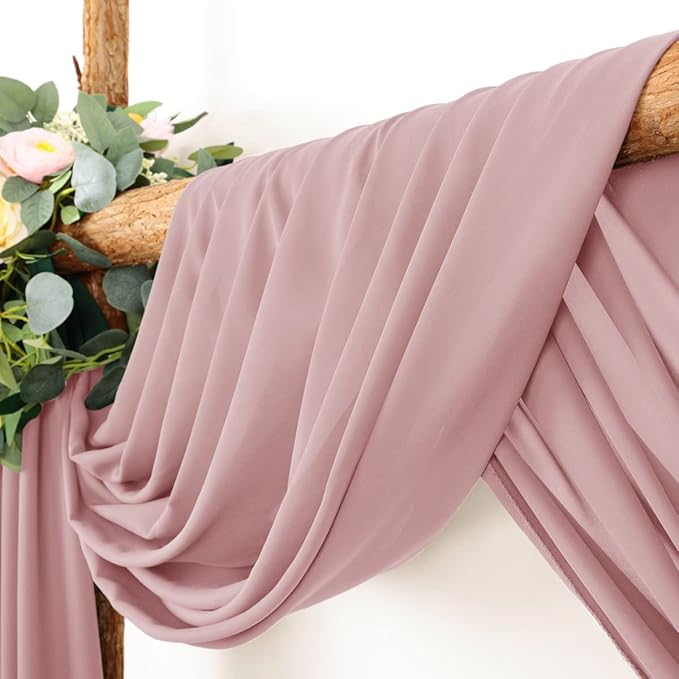 Wedding Arch Draping Fabric 30'' x 18FT Sheer Chiffon Arch Drape Backdrop 1 Panel Dusty Rose Drape for Easter Bridal Shower Photo Booth Church Decor Birthday Party Outdoor Decoration