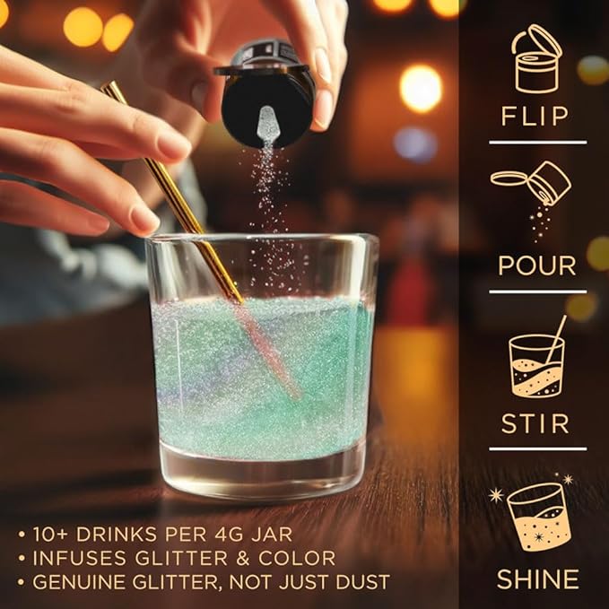 Brew Glitter Edible Glitter for Drinks, Cocktails, Beer, Garnish & Beverages (Iridescent Green, 4 Grams)