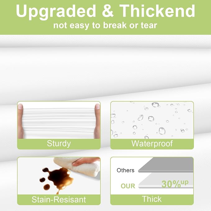 QIKSION White Plastic Table Cloth Disposable 6 Pack, 54 x 108 Inch Tablecloths for Party, Picnic, Birthday, Rectangle Table Cover