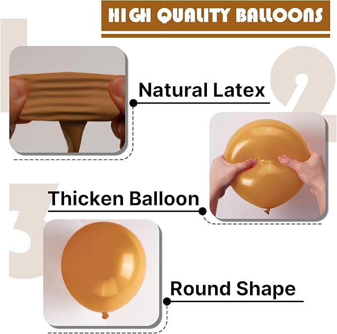PartyWoo Tan Balloons 140 pcs Different Sizes of 18 12 10 5 Inch Boho Neutral Light Brown Coffee Fall Latex Balloon Arch Kit for Birthday Safari Boy Baby Shower Jungle Party Decorations Brown-F10