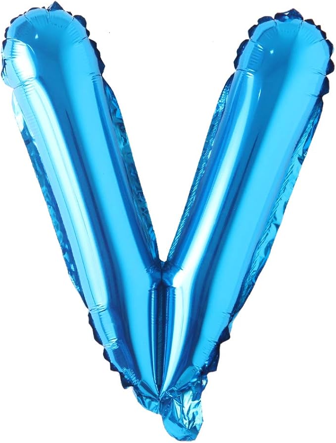 Blue 28 inch Letter Balloons Alphabet Number Balloons Foil Mylar Party Wedding Bachelorette Birthday Bridal Baby Shower Graduation Anniversary Celebration Decoration (Can not Float) (28 inch Blue V)