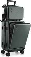 TRAVELARIM 20 Inch Carry On Luggage 22x14x9 Airline Approved, Carry On Suitcase with Wheels, Hard-shell Carry-on Luggage, Durable Luggage Carry-On, Green Small Suitcase with Cosmetic Case