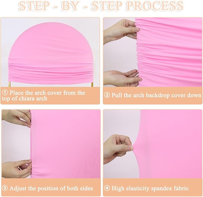 Wedding Arch Cover Pink Arch Backdrop Covers Set of 3 Arches Backdrop Stand Covers Spandex Fitted Round Balloon Arch Cover for Metal Arch Frame Baby Shower Birthday Garden Party 6ft 5ft 4ft