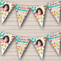 Colourful Floral Hawaiian Fruit Photo Personalized Birthday Party Bunting - Hanging Party Decoration - Birthday Party Banner Garland | Decorative Party Supplies
