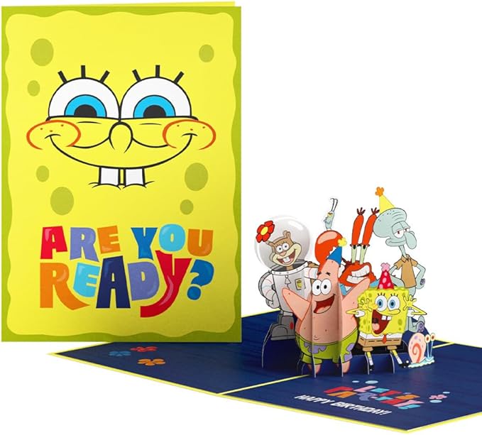 Lovepop Spongebob Squarepants Birthday Pop-Up Card for Her and Him - 3D Greeting Cards for Boys, Girls, Men, Women - 5" x 7" Card - Blank Notecard & Envelope Included