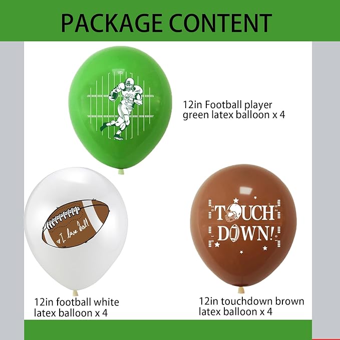 Football Balloons Football Party Decorations Football Latex Balloons Rugby Balloons for Touchdown Sports Theme Football Party Supplies Birthday Party Decorations 12Pcs