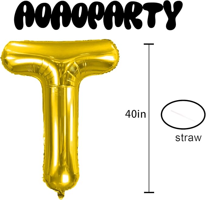 Letter Balloons 40Inch Large Giant big Foil Mylar Gold Balloons T for Birthday Party Decorations