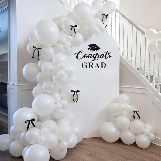 2026 Graduation Decorations - 6.6Ft DIY Balloon Arch with Bows Backdrop Kit - Class of 2026 Grad Photo Party Decor Supplies for College High School