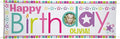 Let's Make Memories Personalized Birthday Banner - Kids Party Decorations - Custom Happy Birthday Banner - Indoor/Outdoor Vinyl - Any Text and Photo - Pink Multi - 6ft