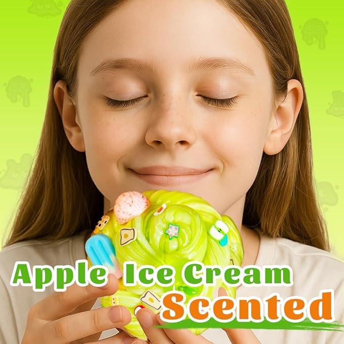 WATERELF 2PC Scented Putty Multi-Color, Stress Relief Scented Putty for Kids Boys Girls Adults, Non-Sticky Fidget Toy - 1.6 Oz*2 - SP002#-Apple/Ice Cream