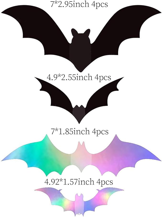 Halloween Iridescent Holographic Bats Party-Decorations Stickers Banner - 17pcs Neon Glitter 3d Paper Rooms Wall Decor,Hotel Transylvania Kids Happy Birthday Hanging Supplies Panduola