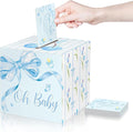 Funrous 51 Diaper Raffle Tickets with Box for Baby Shower Game Invitations Diaper Raffle Card for Gender Reveal Baby Shower Party Decoration Table Centerpiece(Blue Color)
