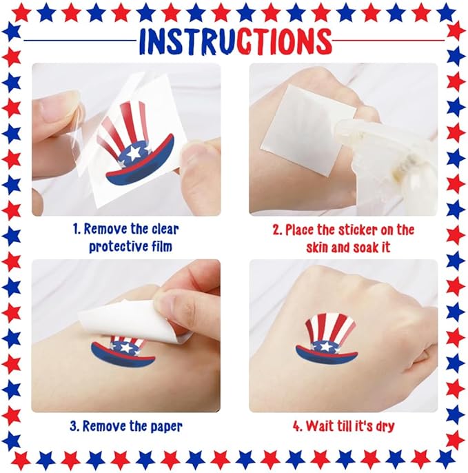 WODMAZ 106 Pcs Patriotic Party Favors, Fourth of July Accessories of Headbands Star Bead Necklaces Glasses Tattoo Stickers for 4th of July Independence Day Memorial Day
