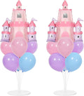 Princess Party Balloons Stand Kit 2 Sets with 2 Princess Castle Foil Balloons Pastel Blue Pink Purple Themed Party Balloon Centerpiece for Tables for Girls Baby Shower Fairytales Birthday Decorations