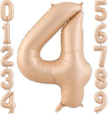 4 Balloon, 4 Balloon Number, Number 4 Balloon 40 Inch, Beige Large Big Foil Number Balloons for Birthday Party Graduation Wedding Anniversary Baby Shower Bachelorette Decoration Supplies