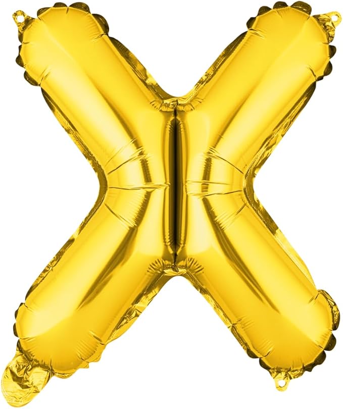Restaurantware-Balloonify 16 Inch Letter Balloon, 1 Alphabet Party Balloon - Letter X, Self-Sealing, Gold Foil Mylar Finish, Hanging Loop, Decoration For Birthday, Wedding, Or Graduation