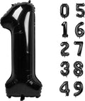 40 Inch Black Number Balloon 0-9(Zero-Nine), Big Size Happy Birthday Balloon, Foil Helium Big Number Balloon for Birthday Celebration Decorations Graduations Anniversary Photo Shoot