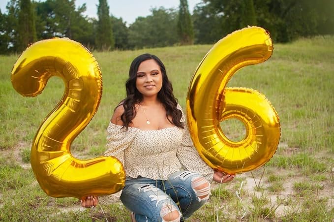 Gold Number 6 Balloon 40 Inch, 6 Balloon Number, 6th Birthday Decorations, Gold Party Supplies for Boys Girls