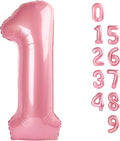 Number Balloons 1, 40 Inch One Balloons for 1st Birthday Girl Boy 1 11 21 Party Decorations Baby Shower Photo Shoot, Pastel Pink 1 Balloon