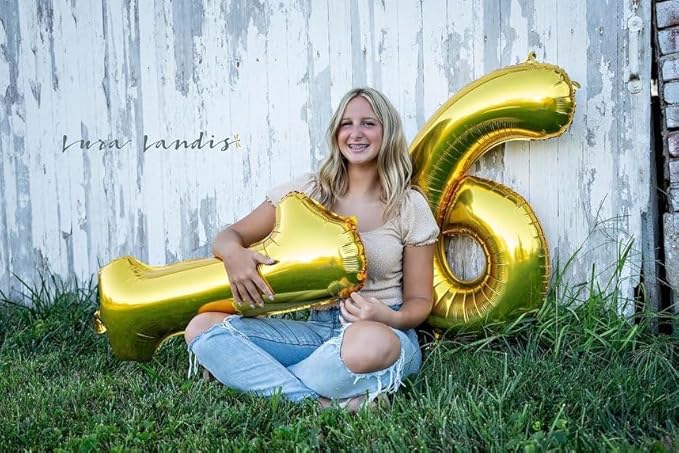 Gold Number 19 Balloon 40 inch, 19 Number Balloons, 19th Gold Birthday Decorations, 19 Year Old Girls Boys Golden Party Supplies