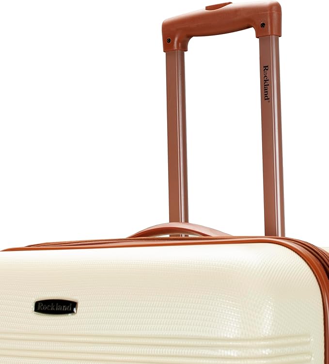 Rockland Melbourne Hardside Expandable Spinner Wheel Luggage, Checked Large 28", White