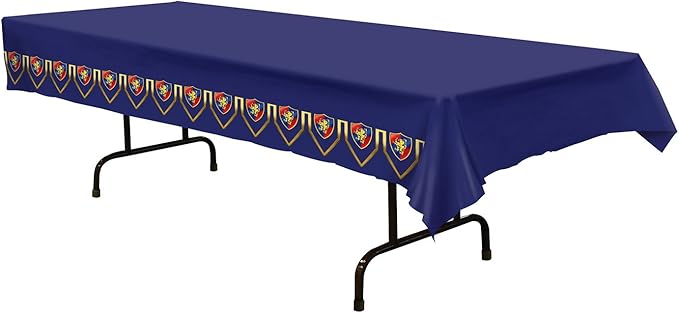 Beistle Medieval Tablecover, 54” x 108” – Plastic Table Cloth, Medieval Decorations, Castle Party Supplies, Knight Birthday Decorations, Rectangular Table Cloth