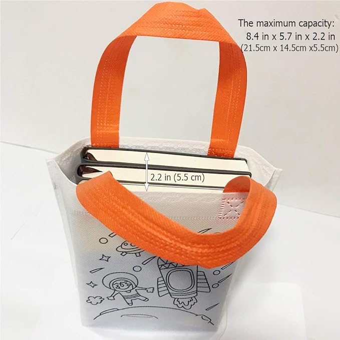 Sand Flower Eco Reusable Coloring Carnival Animal Art Party Goodie Bags with Guestbook Bags (12 PCS)