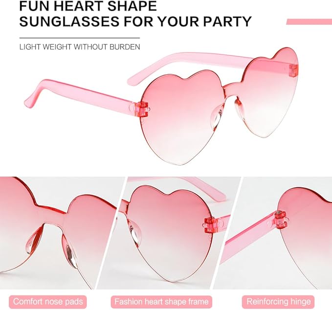 Heart Sunglasses 2 Pairs Heart Shaped Sunglasses Womens Heart Glasses Rave Sunglasses for Women Party Favors